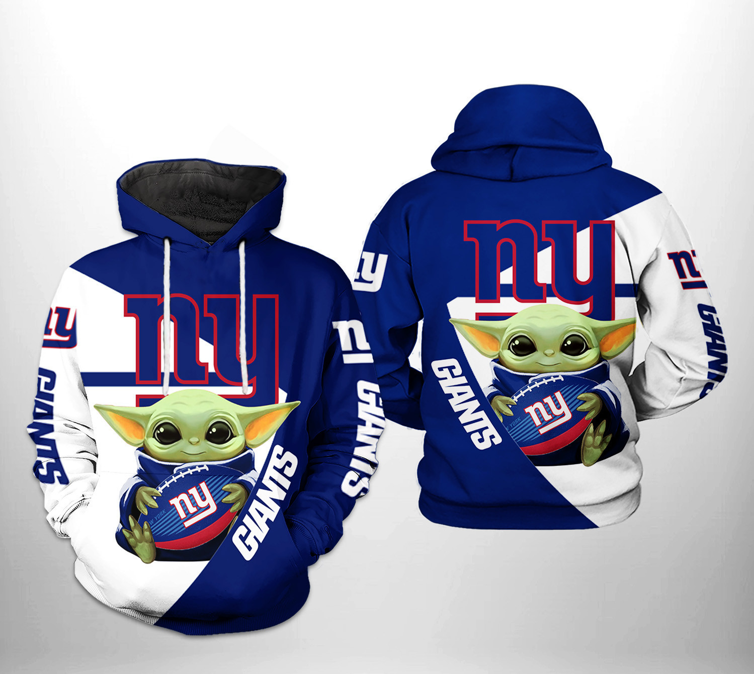 New York Giants Baby Yoda Team 3D All Over Print Hoodie & Zip Hoodie