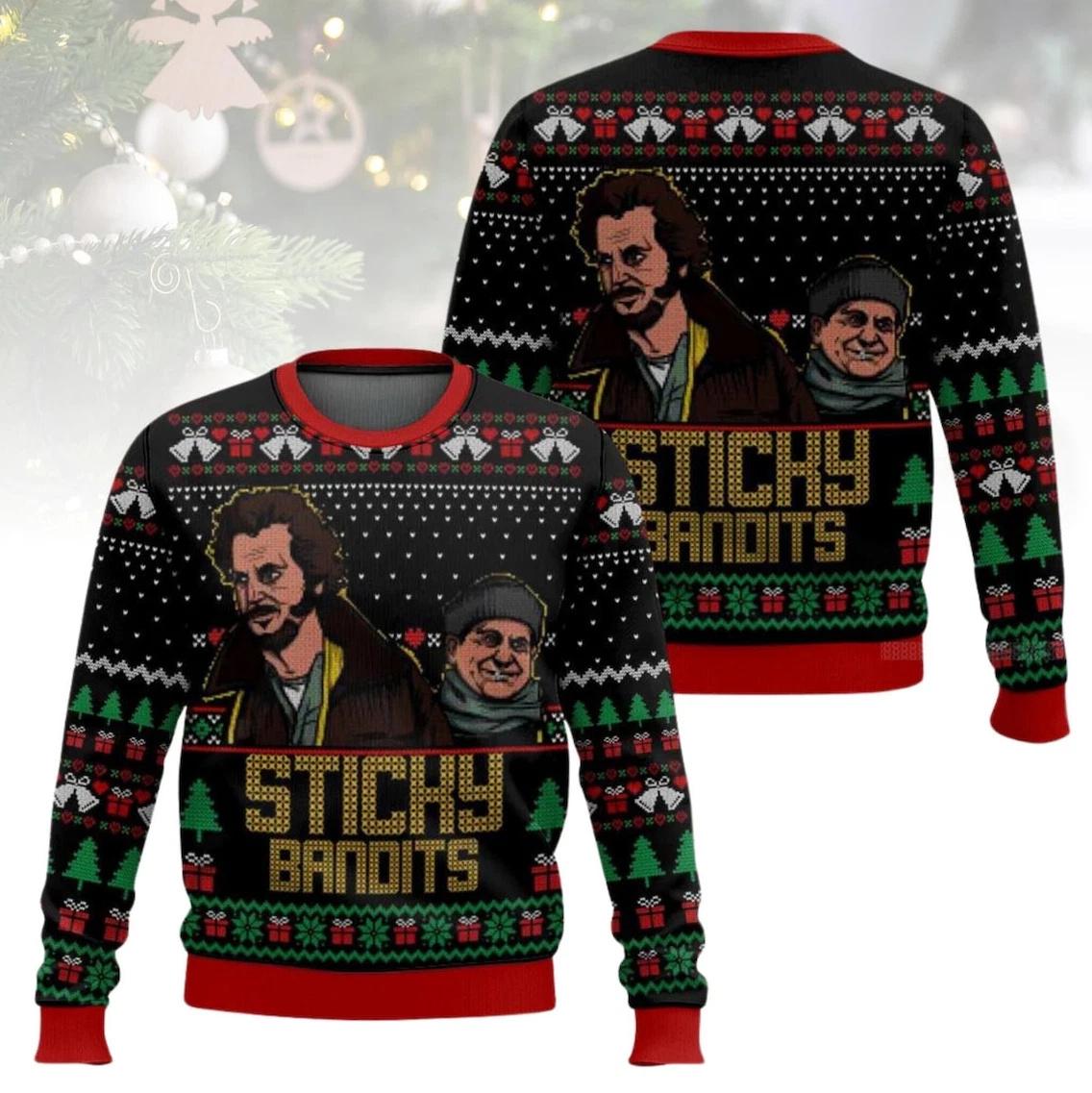 Home Alone Ugly Christmas Sweater Sticky Bandits Ugly Christmas Sweater