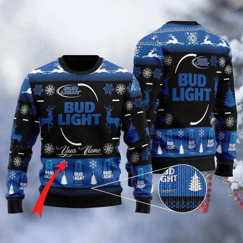 Personalized Bud Light Ugly Christmas Sweater