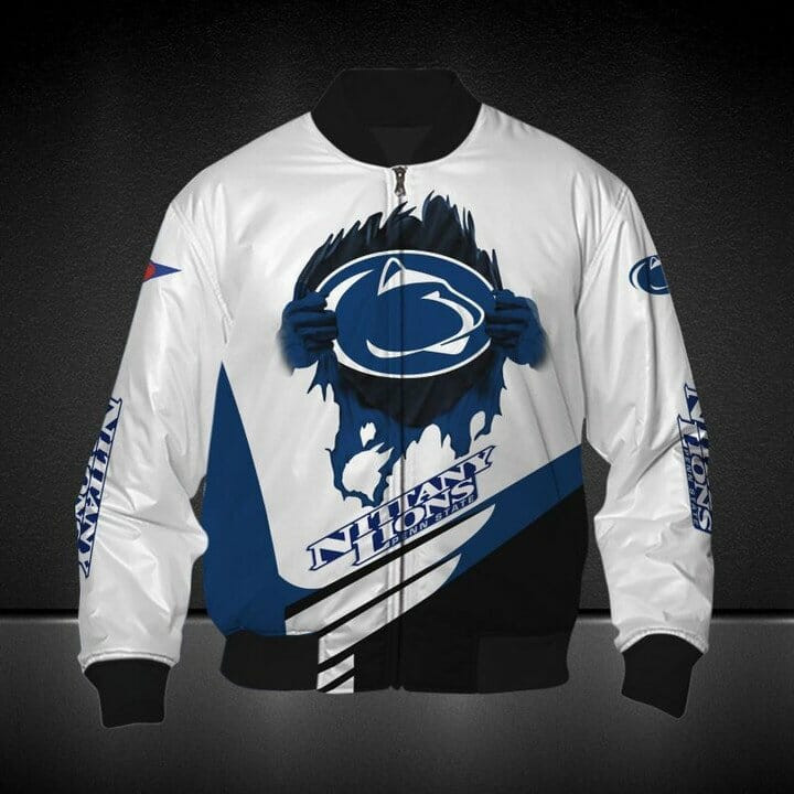 Penn State Nittany Lions White Blue Bomber Jacket