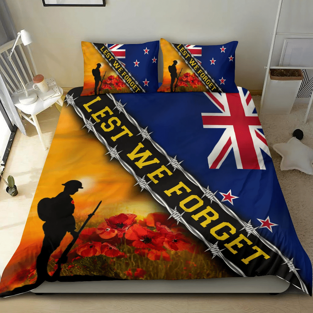 Veteran Bedding Set Lest We Forget New Zealand Flag Duvet Covers