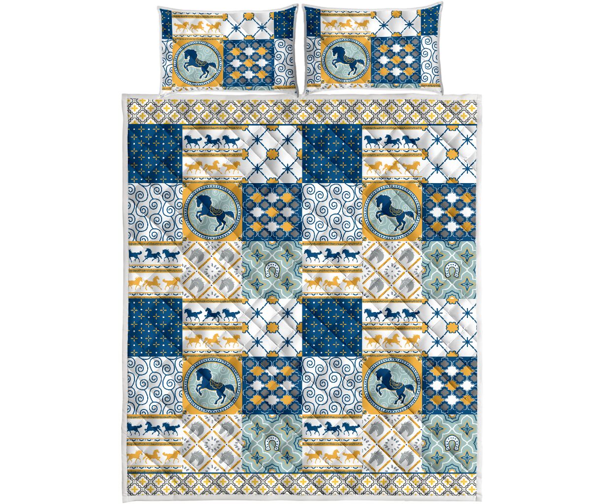 Horse Bedding Set Horse Azulejos Tile Pattern Duvet Covers