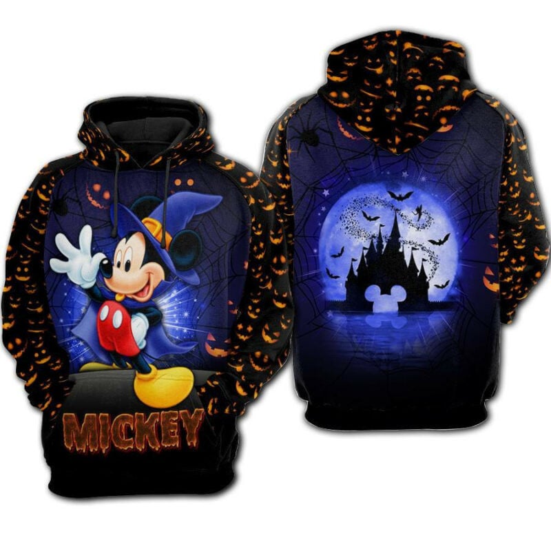 Mickey Mouse Wizard Castle Halloween Night 3d Hoodie Zip Hoodie