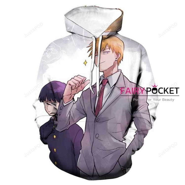 Mob Psycho 100 Arataka Reigen Shigeo Kageyama 3D All Over Print Hoodie & Zip Hoodie
