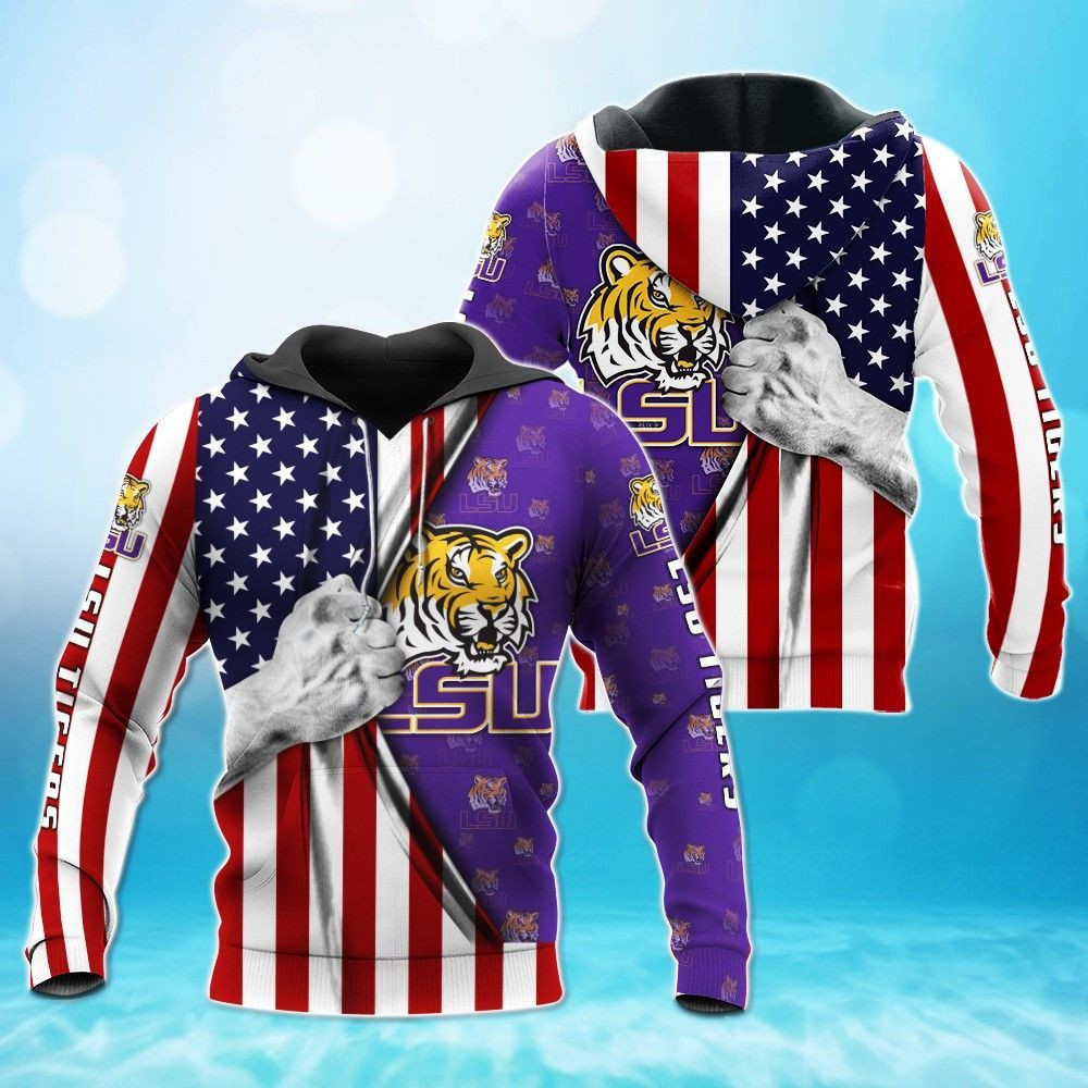 Lsu Tigers American Flag 3D All Over Print Hoodie & Zip Hoodie