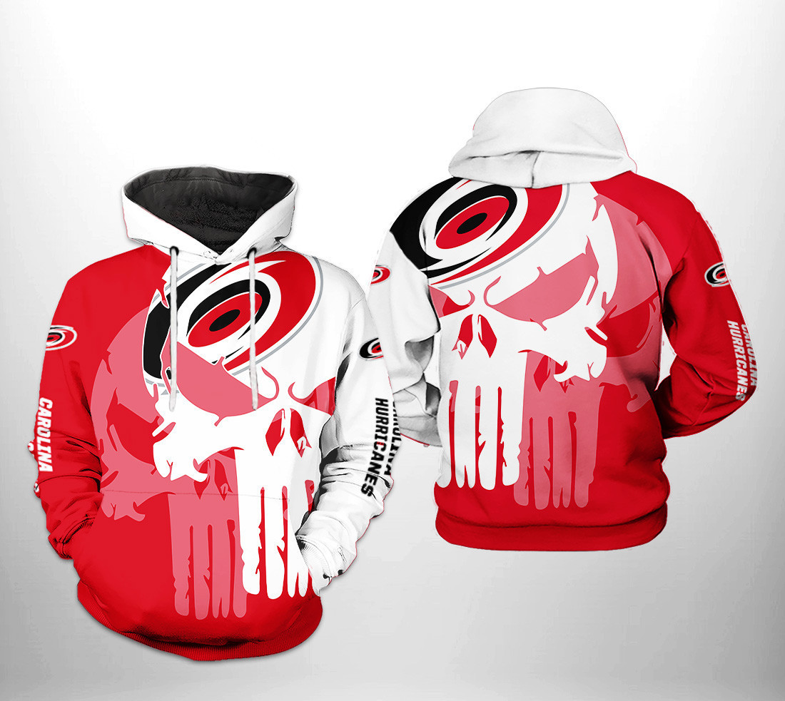 Carolina Hurricanes Team Skull 3D All Over Print Hoodie & Zip Hoodie
