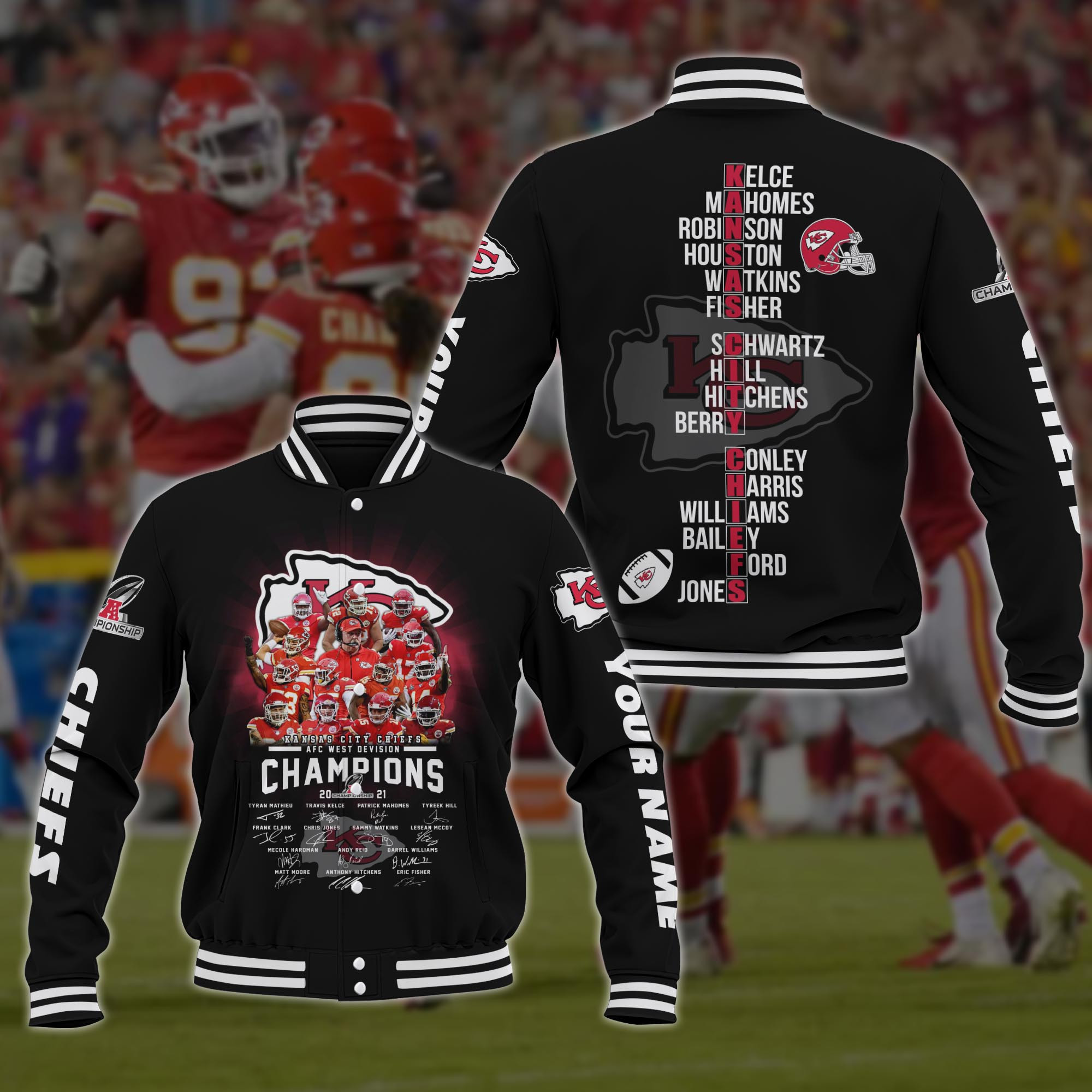 West Division Kansas City Chiefs Champions Baseball Jacket 108