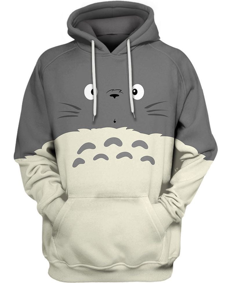Totoro Surprise Cute Face Over Print 3d Hoodie Zip Hoodie