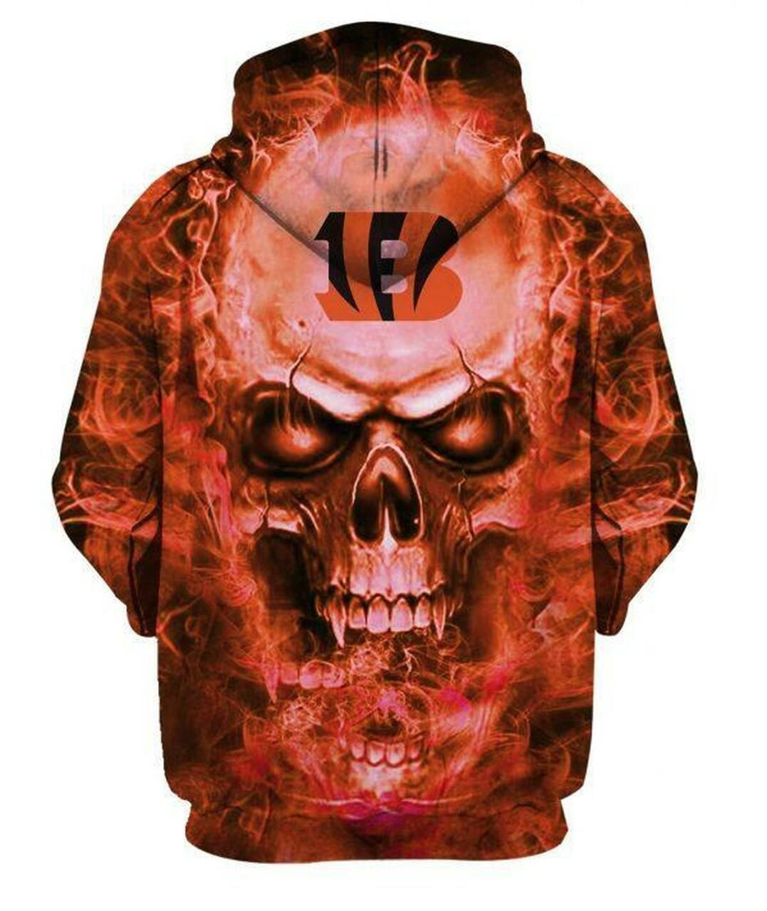 Cincinnati Bengals Football Skull 3D All Over Print Hoodie & Zip Hoodie