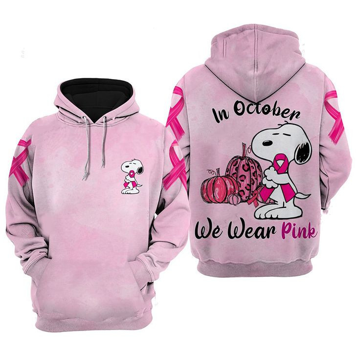 Snoopy In October We Wear Pink 3d Hoodie