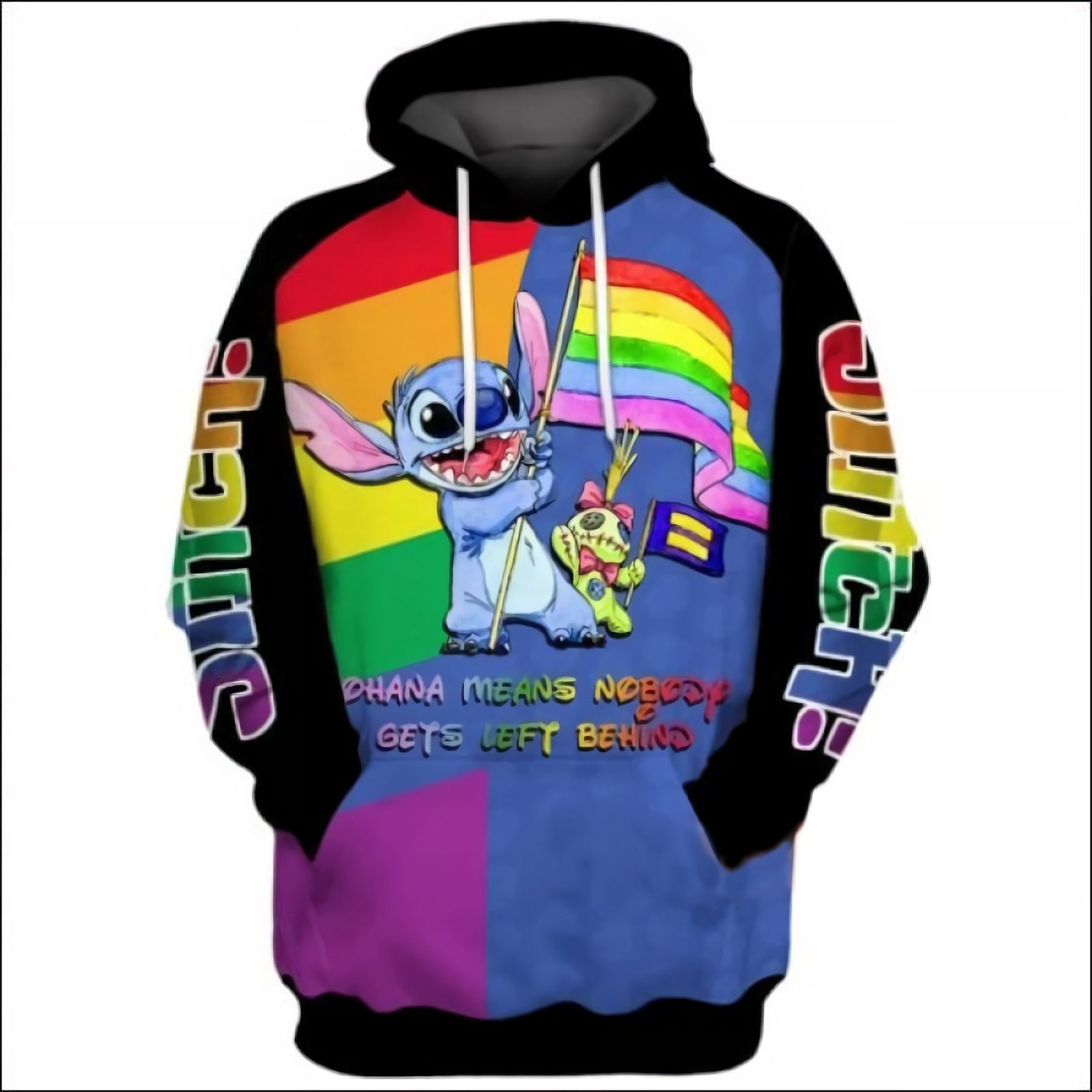Lilo And Stitch Disney, Lgbt Stitch Ohana Means Nobody Gets Left Behind All Over Print Hoodie