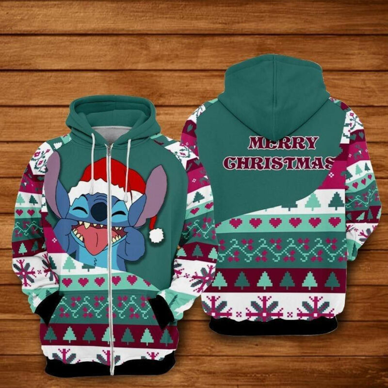 Christmas Hoodie Stitch Merry Christmas Hoodie Zip Hoodie