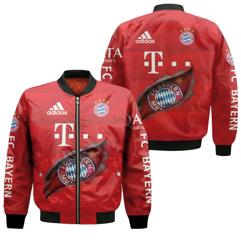 Bayern Munich Red Scratch Bomber Jacket