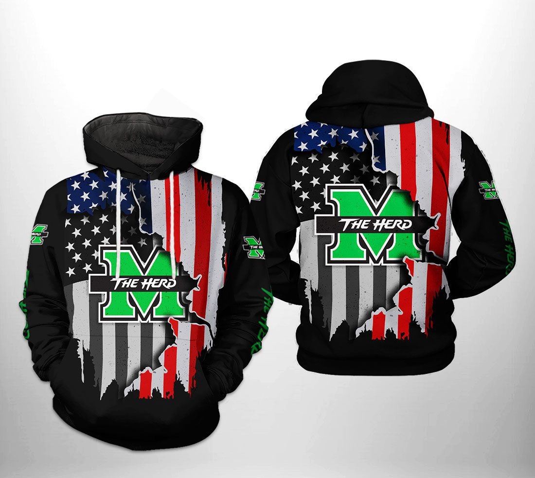 Marshall Thundering Herd US Flag 3D All Over Print Hoodie & Zip Hoodie