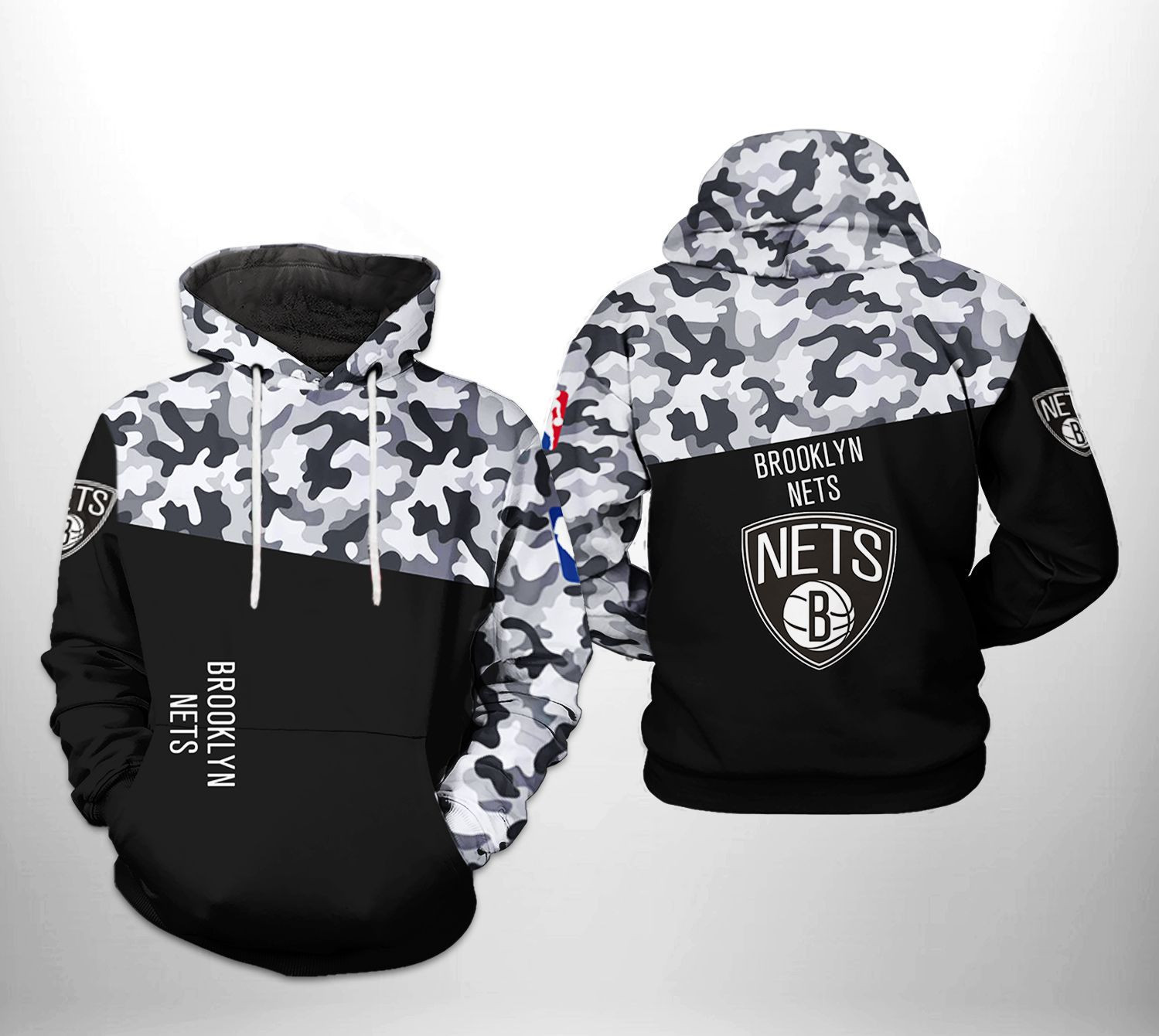 Brooklyn Nets Camo Veteran Team 3D All Over Print Hoodie & Zip Hoodie