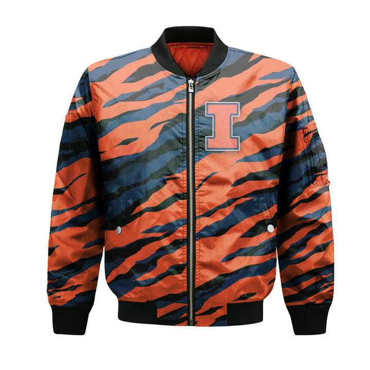 Illinois Fighting Illini Orange Blue Bomber Jacket V6