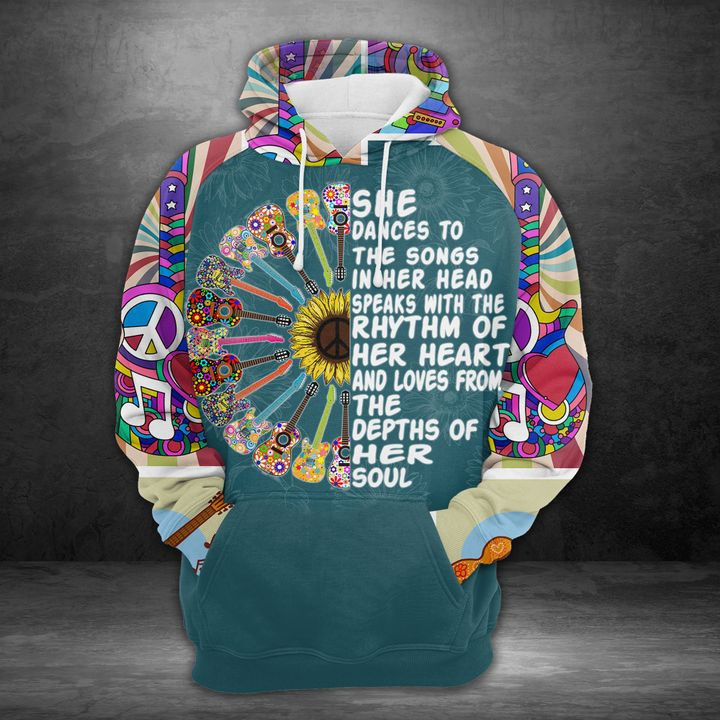 Hippie Guitar 3D All Over Print Hoodie & Zip Hoodie