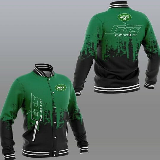 New York Jets Green Black Baseball Jacket V2