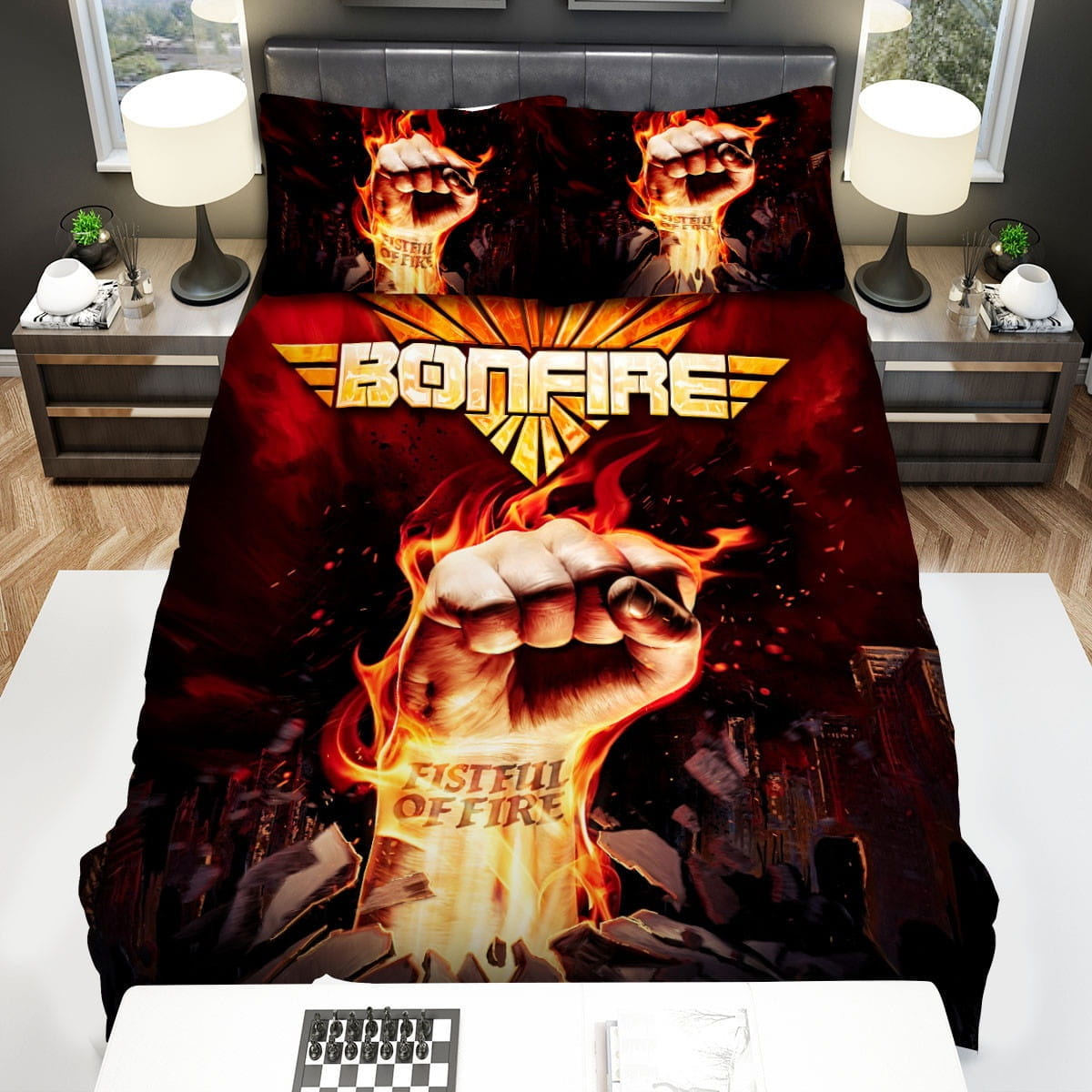 Firefighter Bedding Set Fistful Of Fire Bonfire Duvet Covers