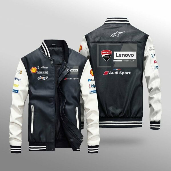 Motogp Ducati Lenovo Team Audi Sport Leather Bomber Jacket 72