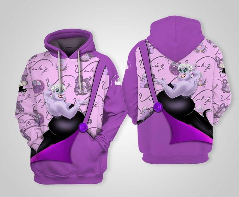 Cartoon Villians, Ursula The Little Mermaid All Over Print Hoodie, Zip Hoodie