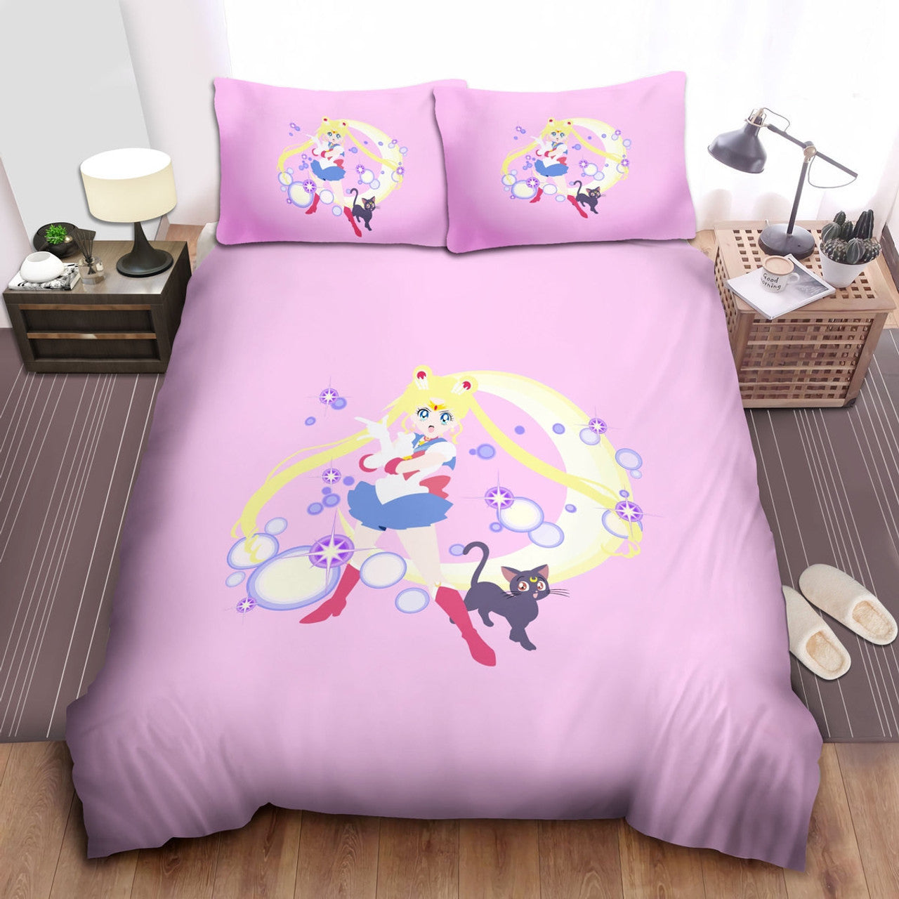 Sailor Moon Bedding Set Sailor Moon Casting Spell And Black Cat Duvet Covers