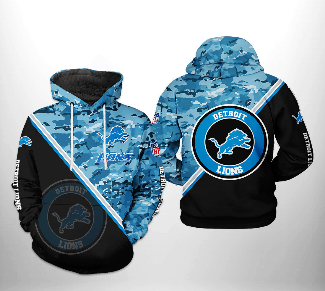 Detroit Lions Camo Team 3D All Over Print Hoodie & Zip Hoodie