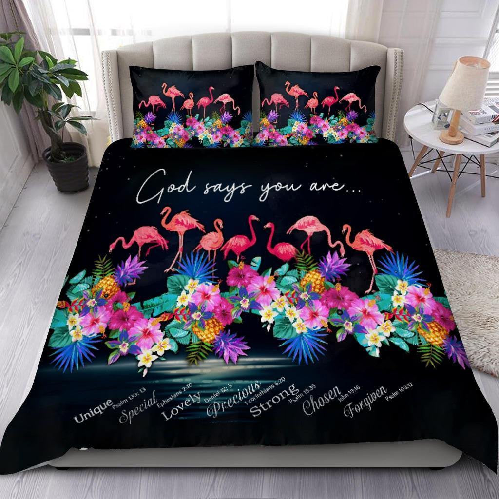Flamingo Bedding Set Flamingo God Says You Are Unique Duvet Covers