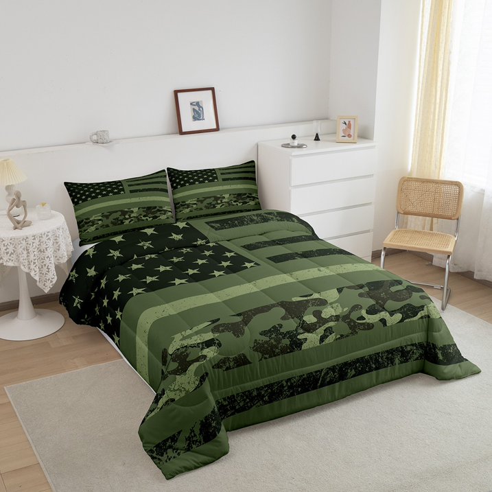 Veteran Bedding Set Veteran American Flag Camoflage Pattern Duvet Covers