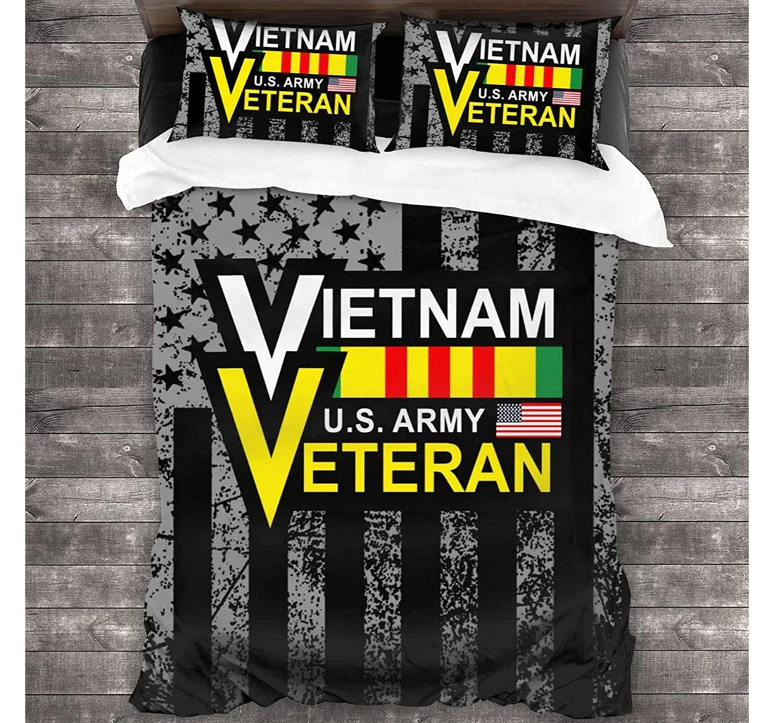 Veteran Bedding Set Vietnam US Army Veteran American Flag Duvet Covers Black