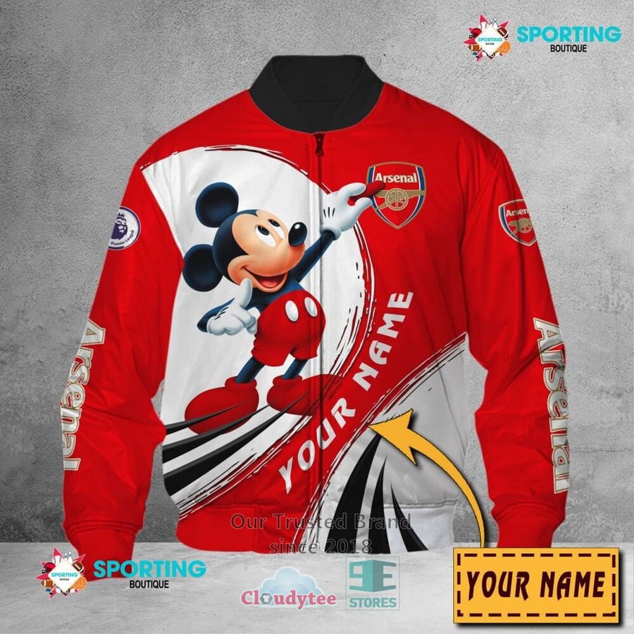 Arsenal FC Custom Name Mickey Mouse Bomber Jacket