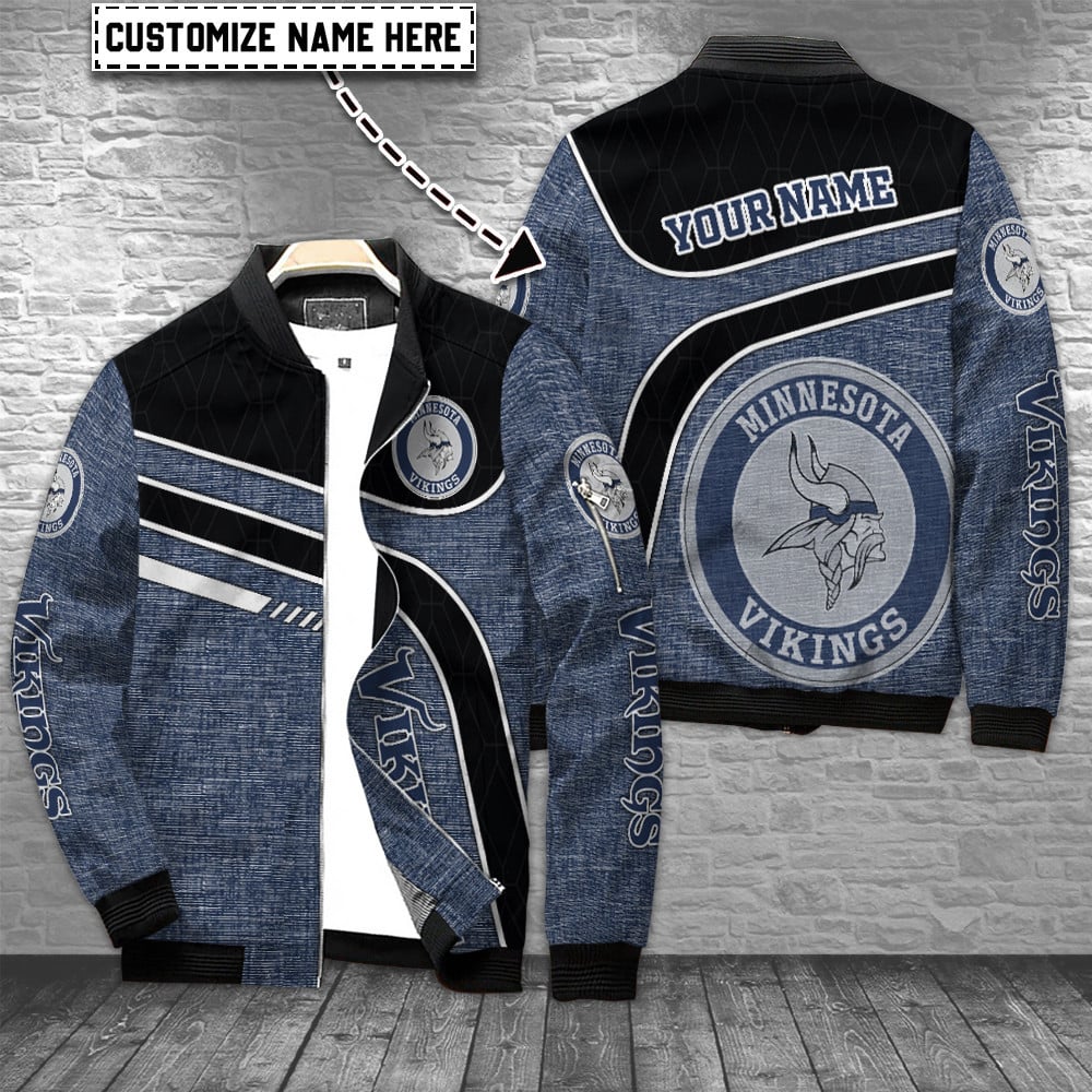 Minnesota Vikings Personalized Bomber Jacket BG816