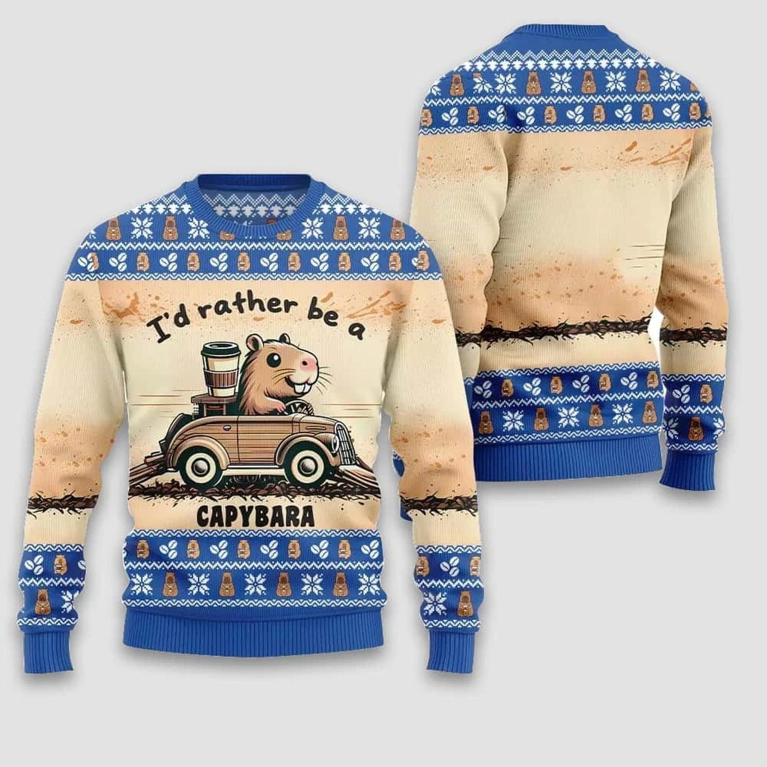 Id Rather Be A Capybara Ugly Christmas Sweater