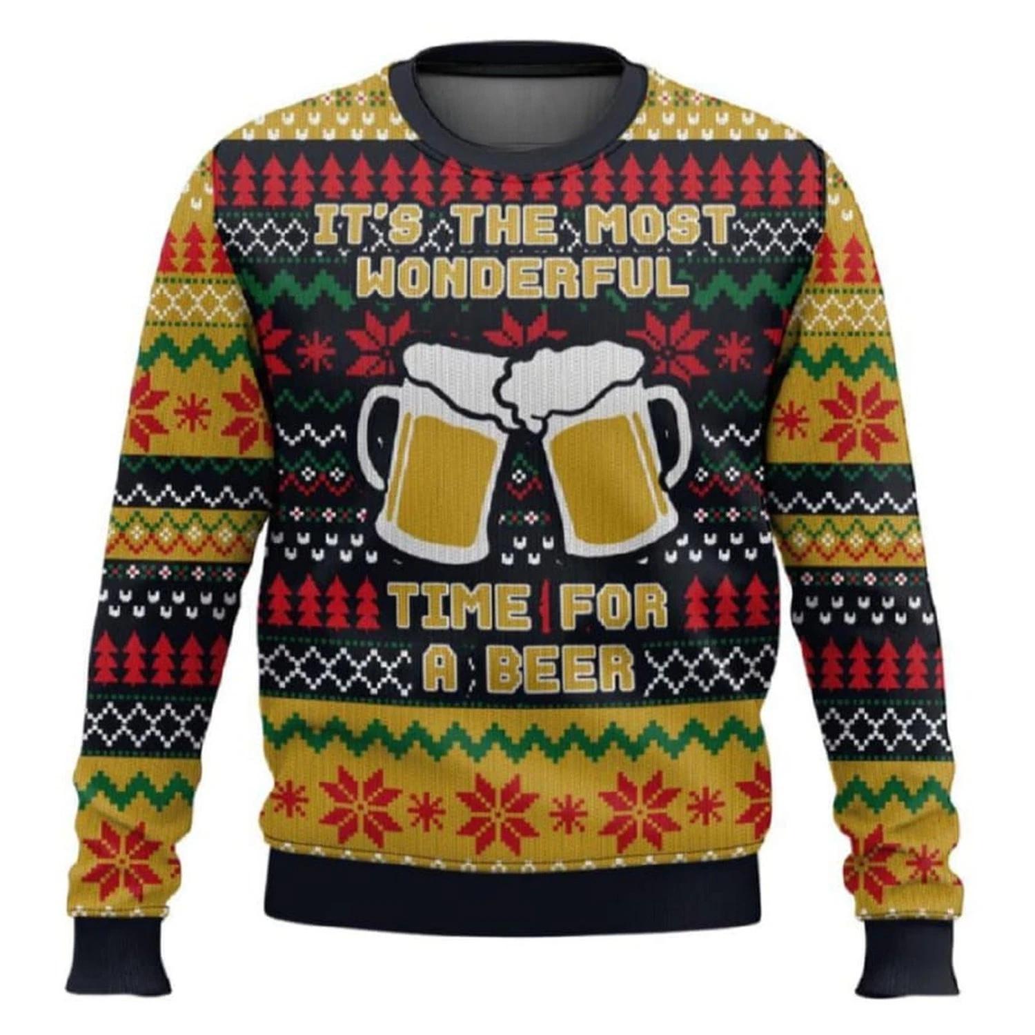 Its The Most Wonderful Time For A Beer Parody Ugly Christmas Sweater