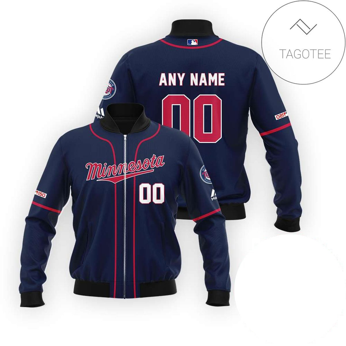 Minnesota Twins Custom Name Number Navy Bomber Jacket