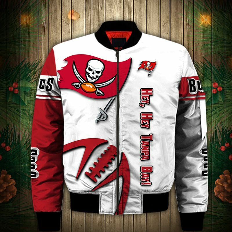 Tampa Bay Buccaneers White Red Bomber Jacket V3