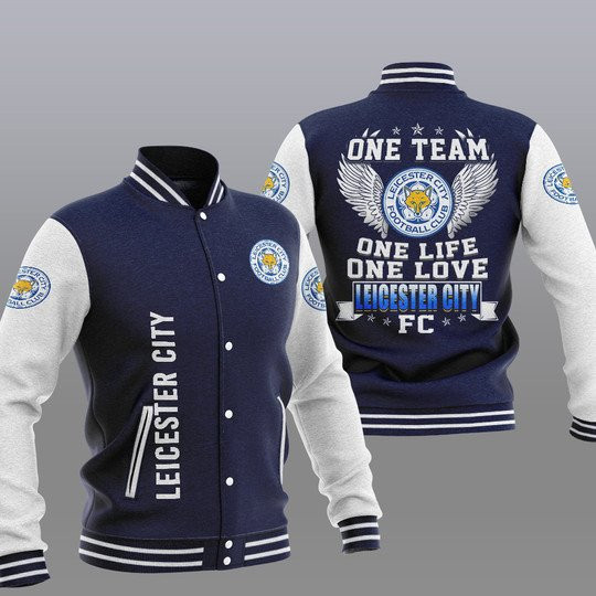 Leicester City FC Dark Blue One Team One Life One Love Baseball Jacket