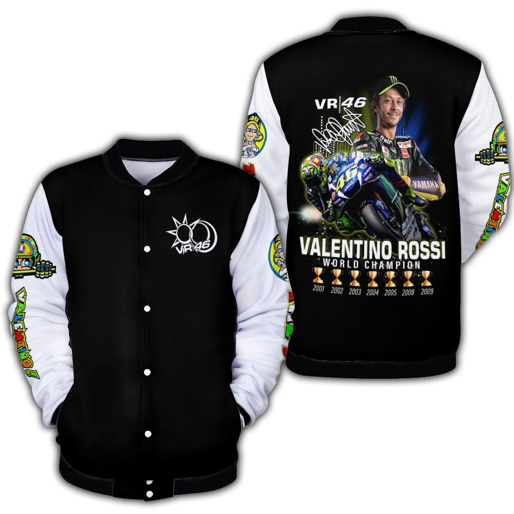Valentino Rossi Motogp Fan Gift, Vr 46 Valentino Rossi Signature Gift, 7 World Champion Championships Baseball Jacket