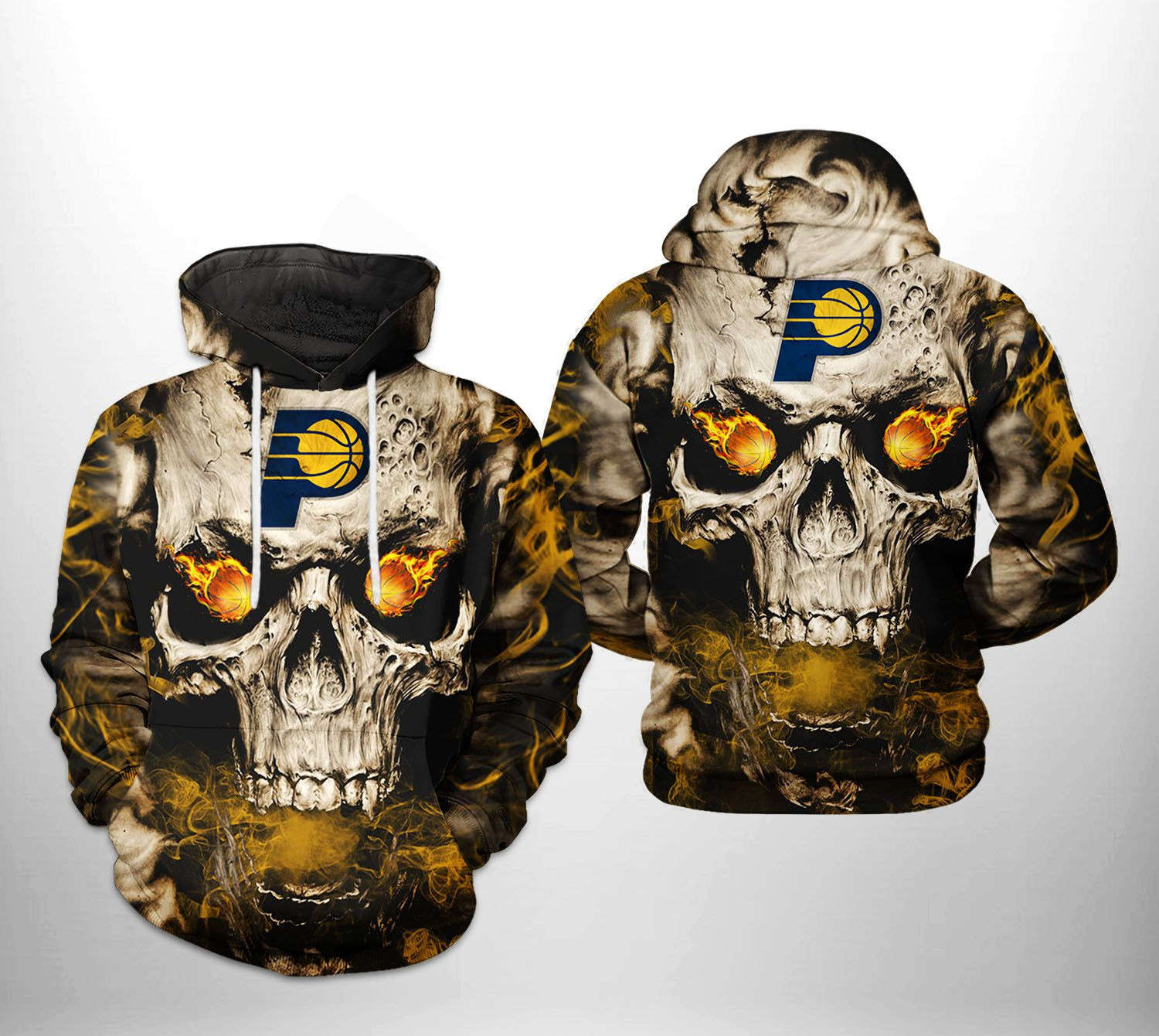 Indiana Pacers Skull 3D All Over Print Hoodie & Zip Hoodie