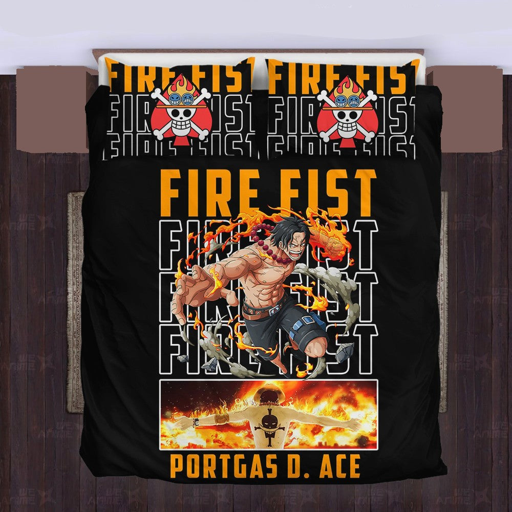 One Piece Bedding Set Fire Fist Portgas D Ace Graphic Duvet Covers