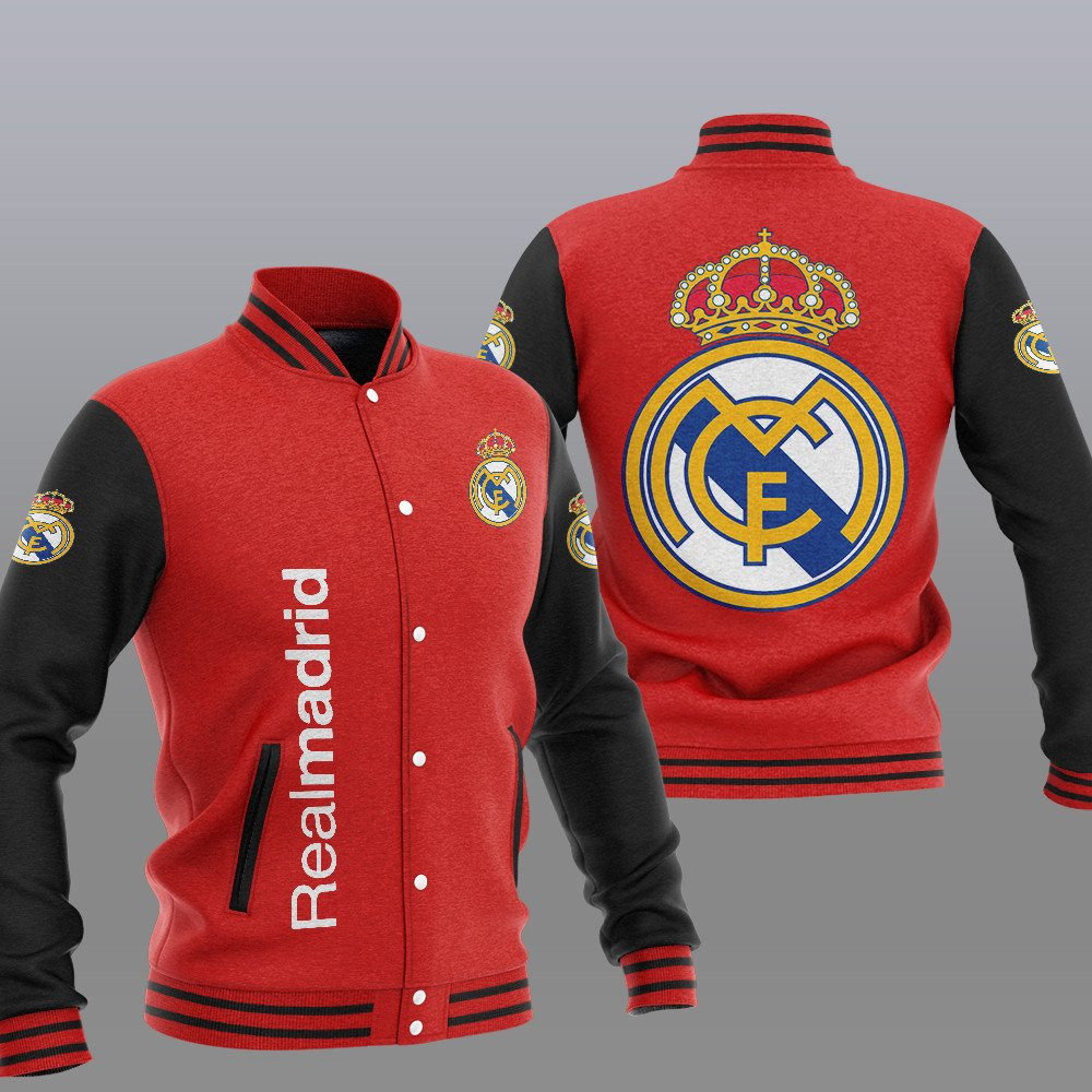 Real Madrid Red Black Baseball Jacket