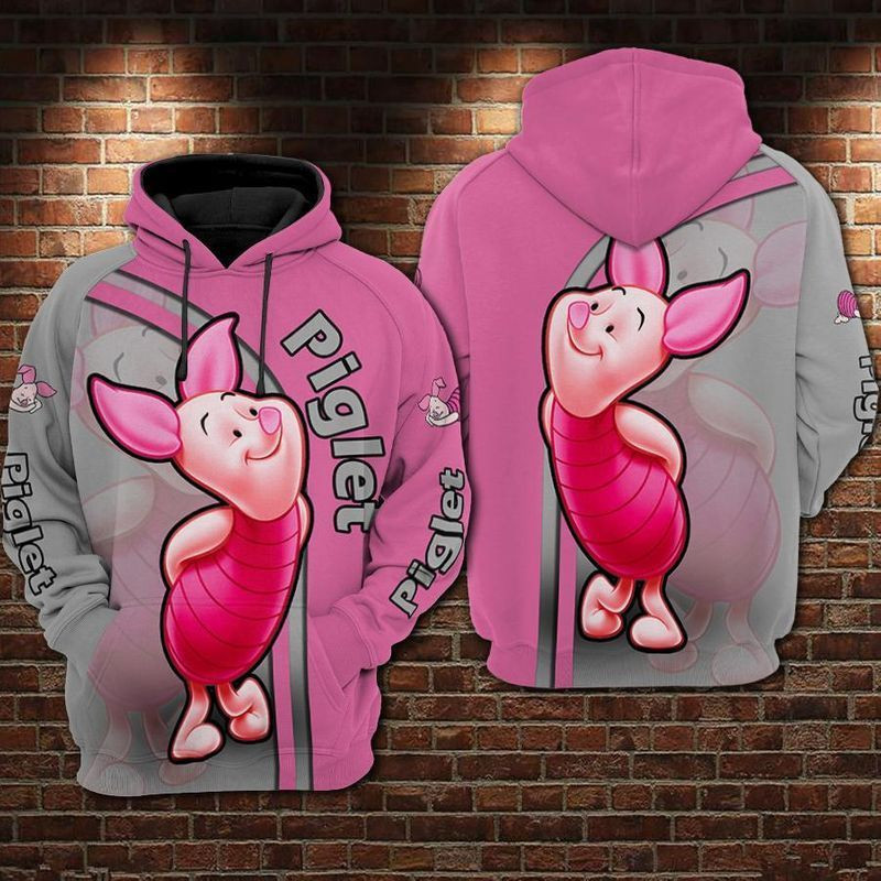 Piglet Pink Over Print 3d Hoodie Zip Hoodie