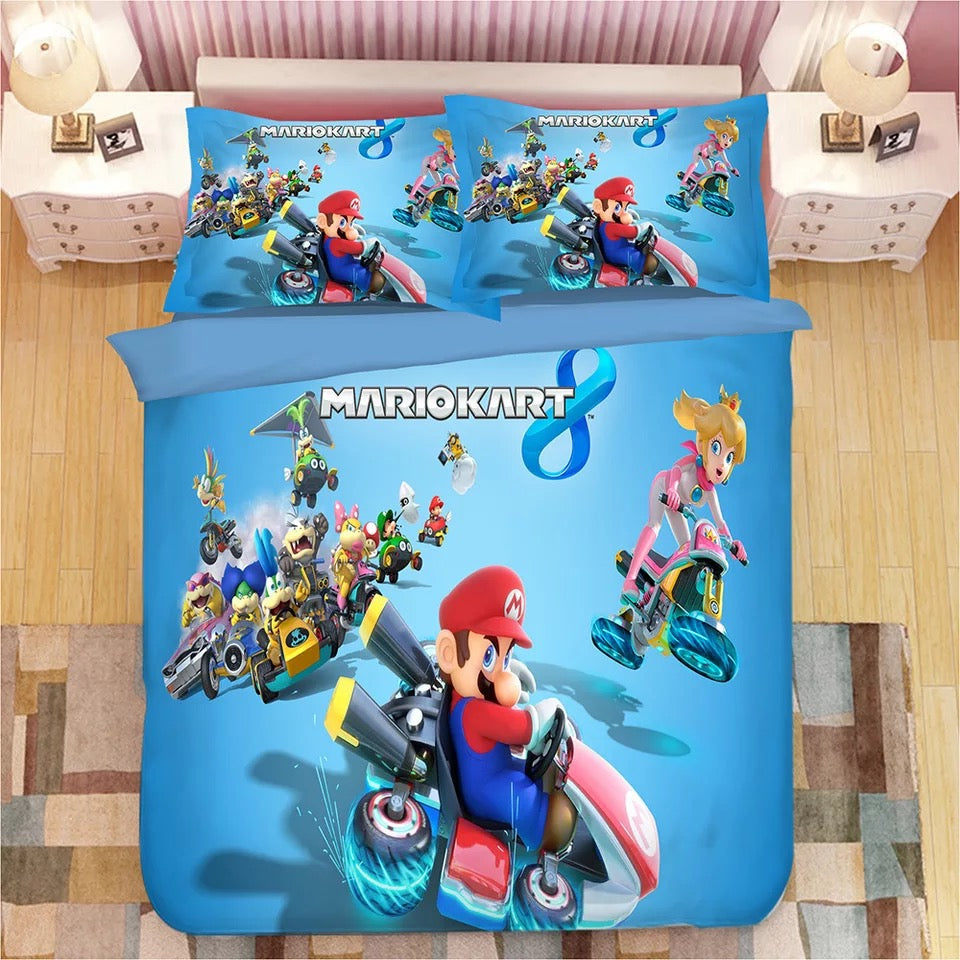 Mario Bedding Set MarioKart Characters On Cars Duvet Covers