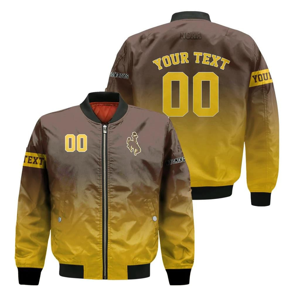 Wyoming Cowboys Custom Text Number Fadded Bomber Jacket