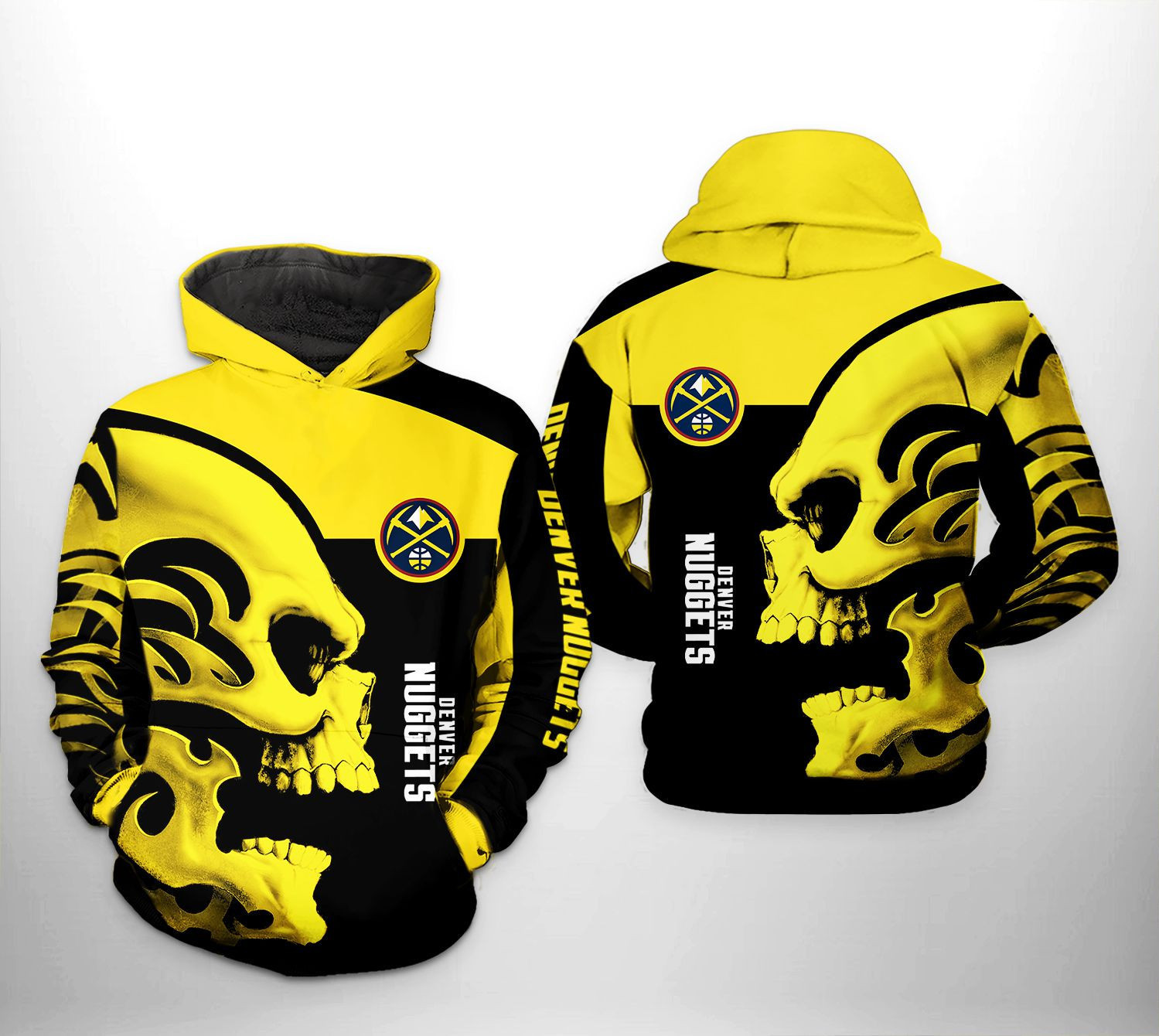 Denver Nuggets Skull Team 3D All Over Print Hoodie & Zip Hoodie