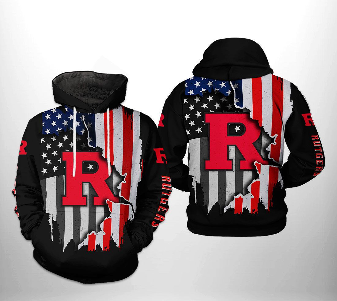 Rutgers Scarlet Knights US Flag 3D All Over Print Hoodie & Zip Hoodie
