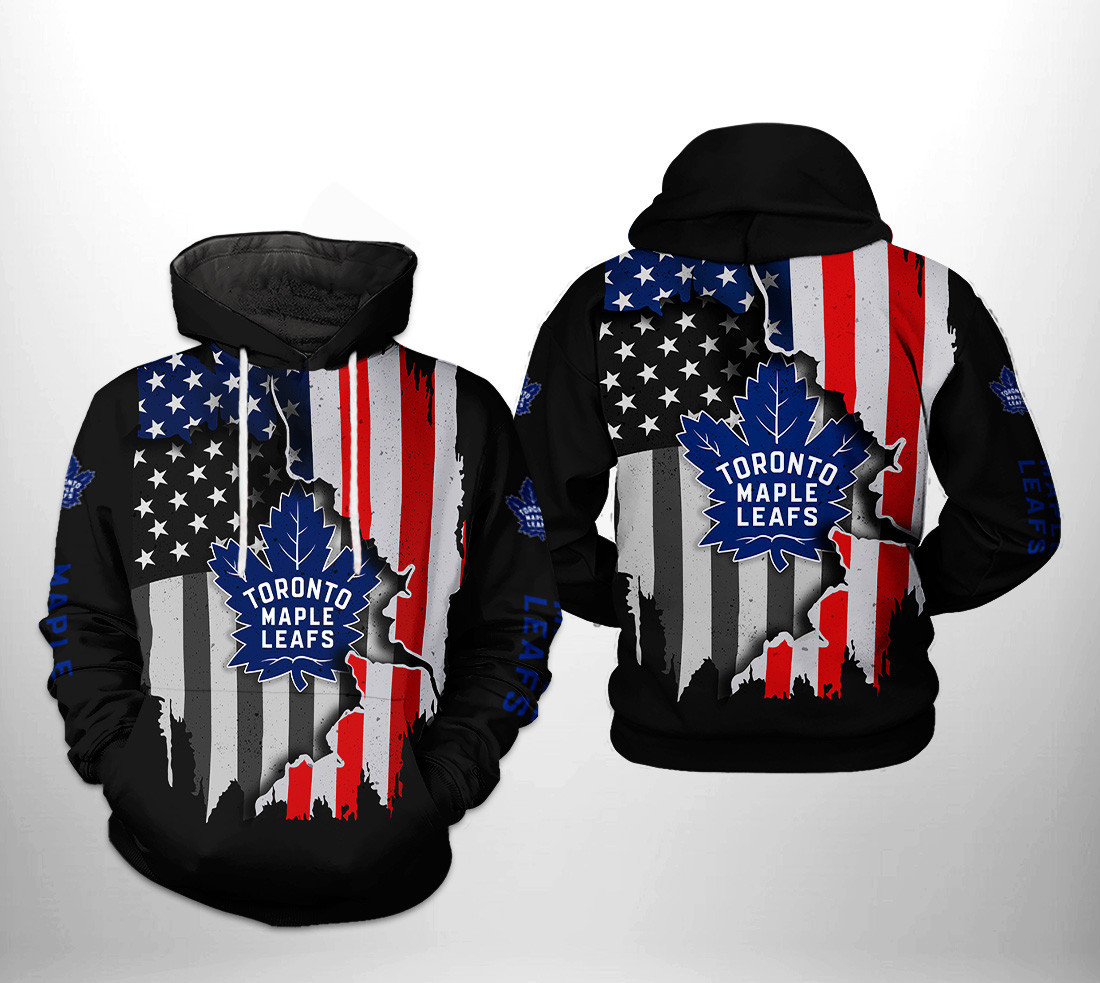 Toronto Maple Leafs US FLag Team 3D All Over Print Hoodie & Zip Hoodie
