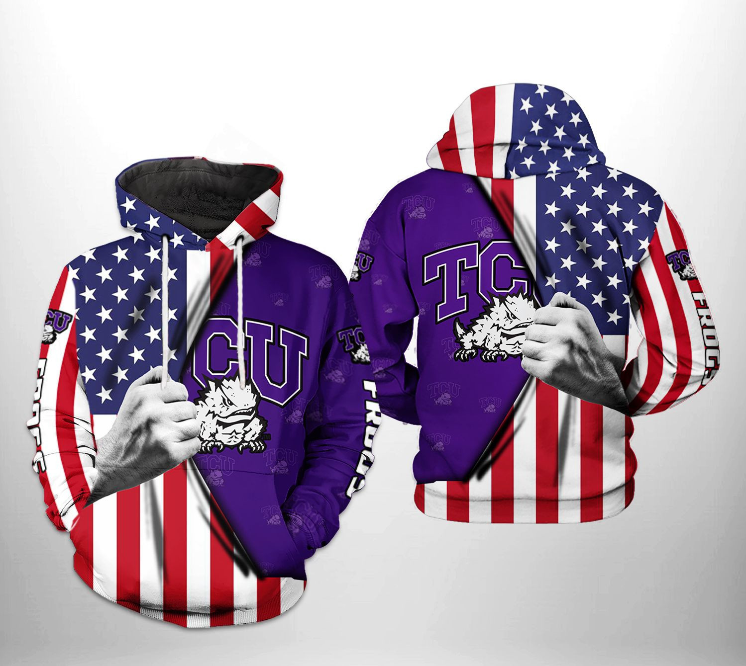 Tcu Horned Frogs US Flag 3D All Over Print Hoodie & Zip Hoodie