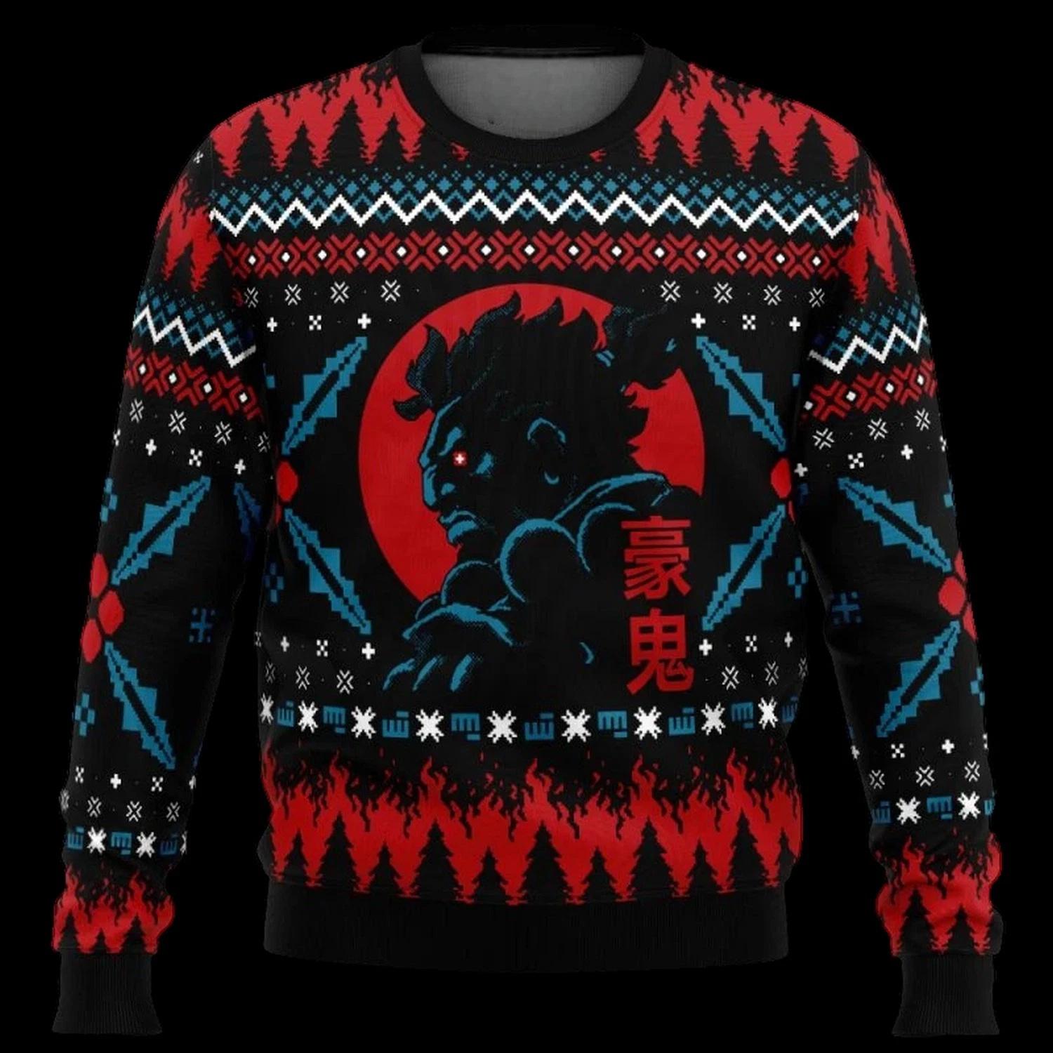 Akuma Street Fighter Ugly Christmas Sweater