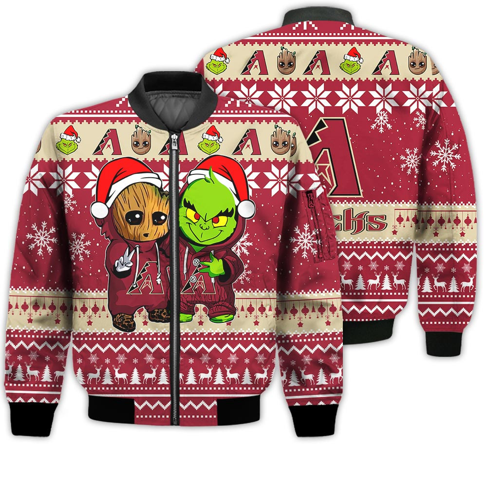 Arizona Diamondbacks Baby Groot And Grinch Bomber Jacket